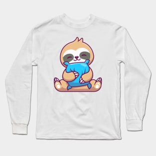 Cute Sloth Hug Pillow Long Sleeve T-Shirt